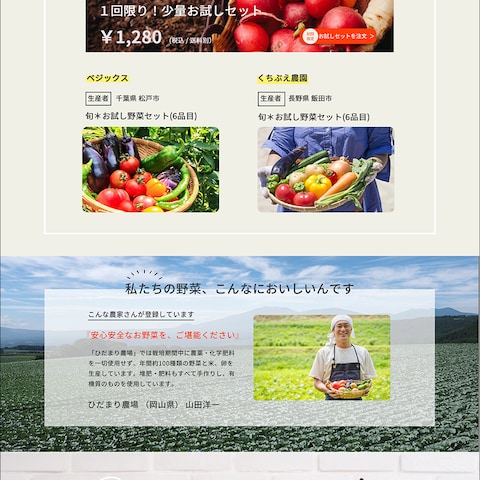 野菜の通販サイトのLP制作