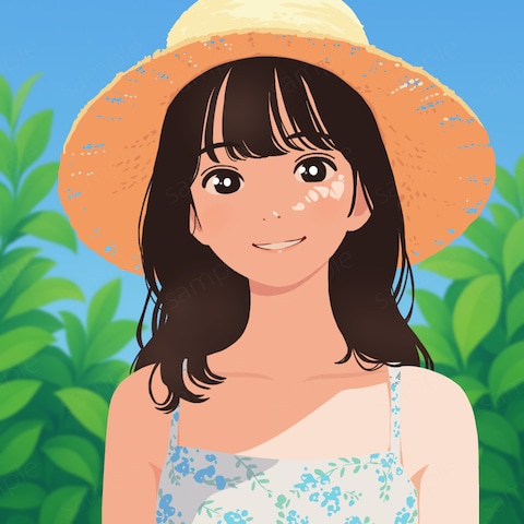 麦わら帽子の女性キャラクター
