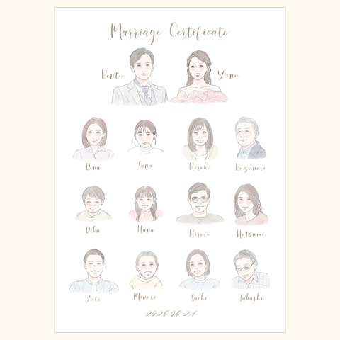大人数似顔絵ウェルカムボード・結婚証明書