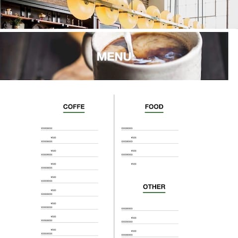 飲食店をイメージしたwebサイト