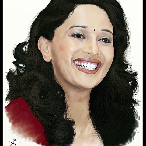 インド俳優 Madhuri Dixit の似顔絵