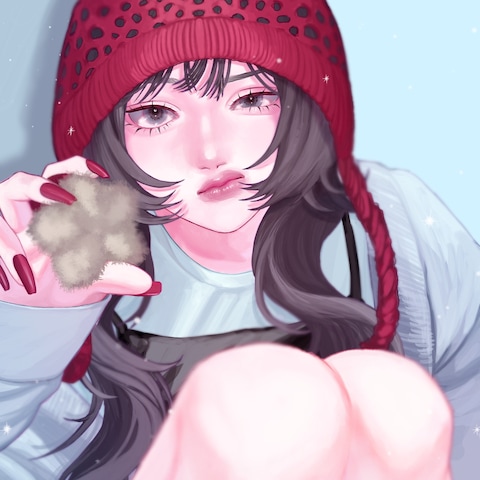 ニット帽子と女の子