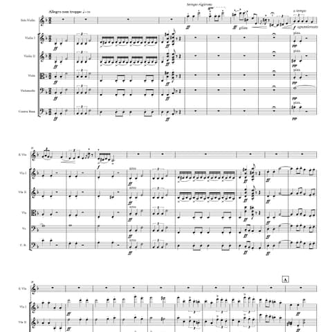 ヴァイオリン+オーケストラの曲を、ヴァイオリン+弦楽五重奏に