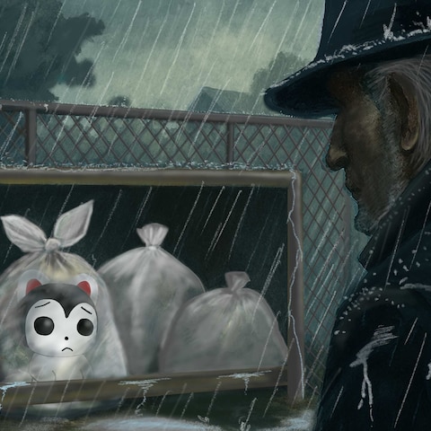 雨の日のゴミステーション