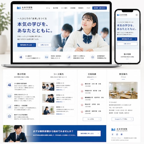 学習塾WEBサイト（サンプル）