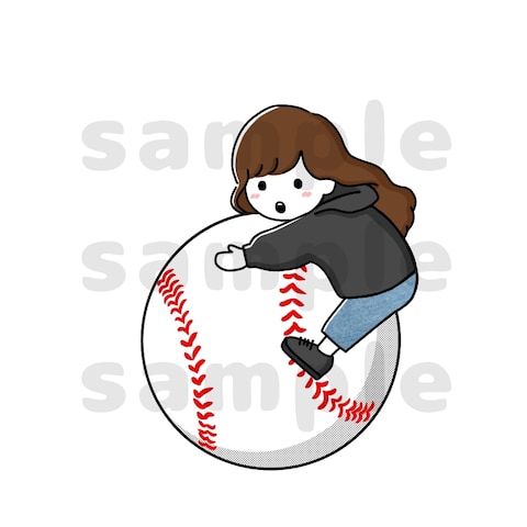 野球ボールをハグする女の子