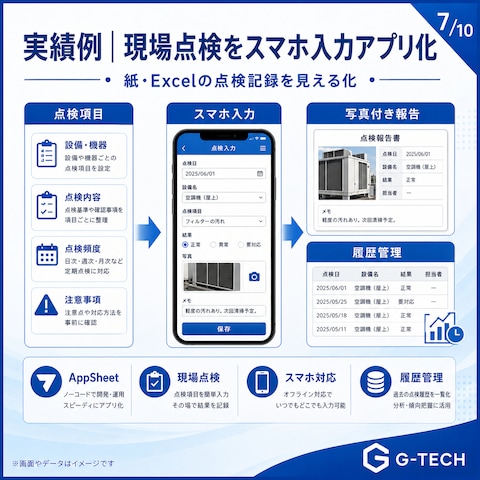 紙の点検記録をスマホ入力できるAppSheetアプリに変更