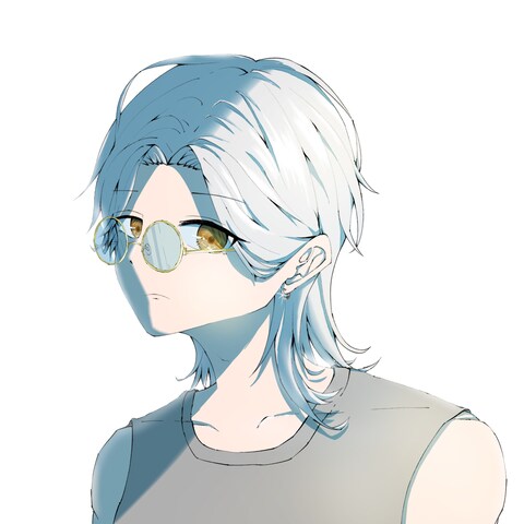 白髪ウルフ　アイコンイラスト