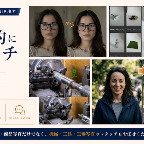 画像レタッチ【手動・AI・部分AI】自然で高品質な仕上がり