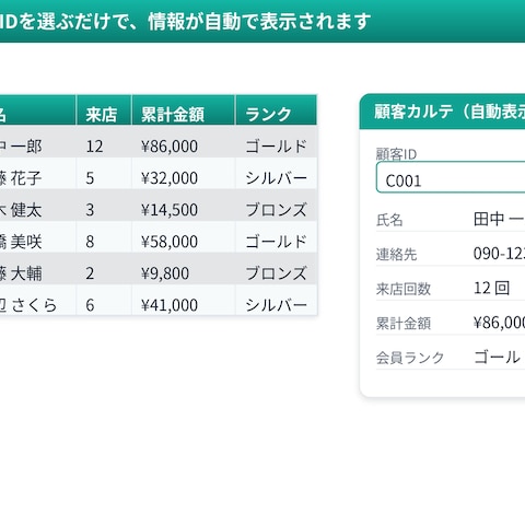 顧客管理シート｜IDを選ぶだけで自動表示