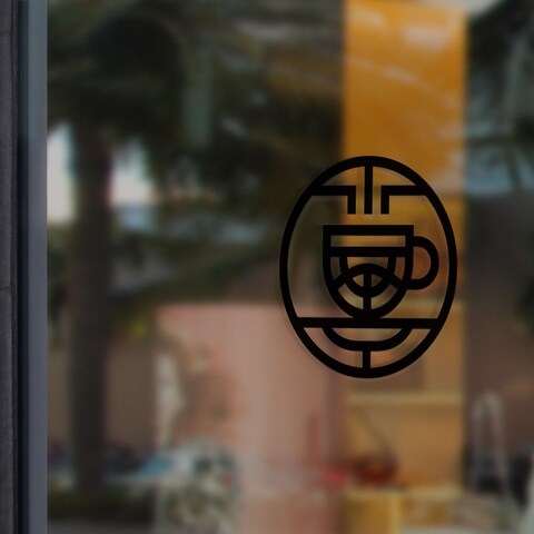 和モダンカフェ | ガラスロゴデザイン