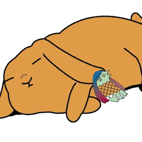 うさぎとアマビエのイラスト(Illustrator使用)