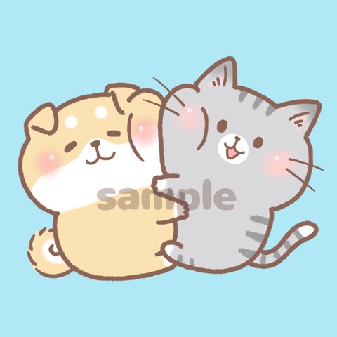 抱きつく猫と犬