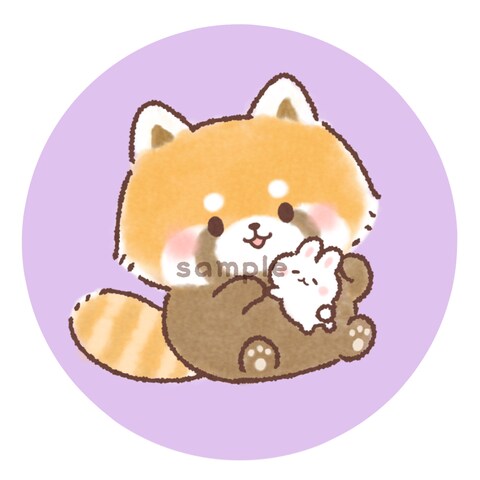 レッサーパンダと子うさぎのアイコン用イラストです。