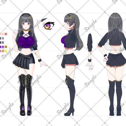 【Vtuberキャラクターデザイン 3面図】姉崎月 様