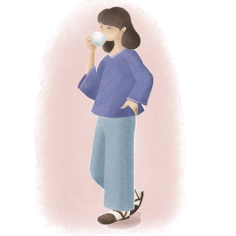 coffee break(版画風)