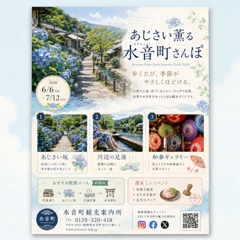 初夏の観光まち歩きガイドチラシ制作