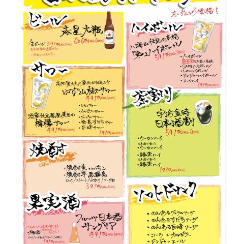 崎山 嵐様：居酒屋ドリンクメニュー
