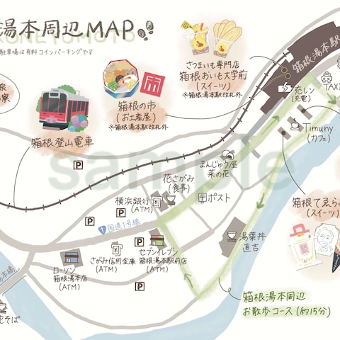 箱根湯本周辺マップ（箱根登山鉄道）