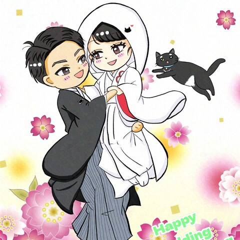 結婚記念日の似顔絵イラスト