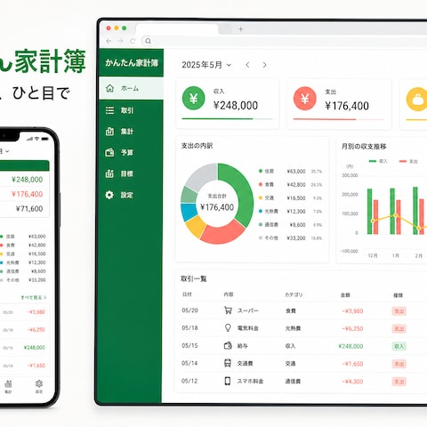 収支がひと目で分かる家計簿Webアプリ