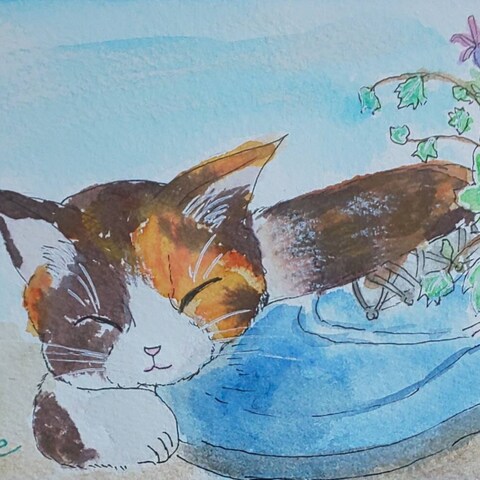アナログでの退職記念イラスト
