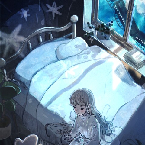 創作イラスト「ジョバンニとカムパネルラの旅路の話を」