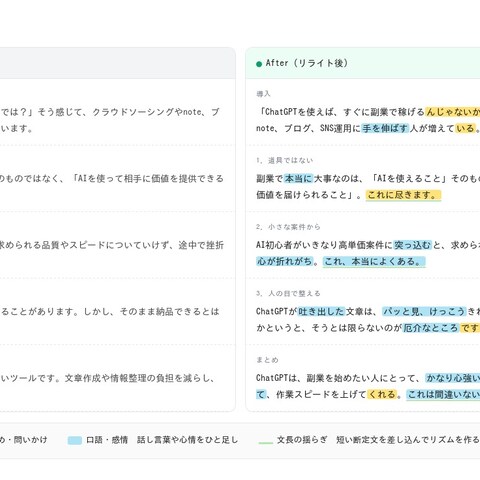 ChatGPTで生成した文章のリライト例