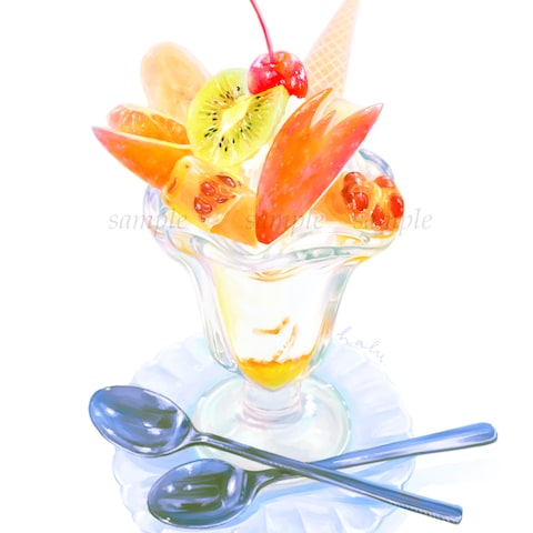 食べ物イラスト作品例(ういろうパフェ)