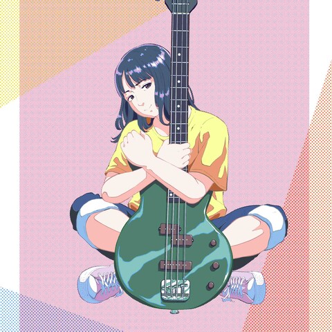 エレキベースを抱える女性