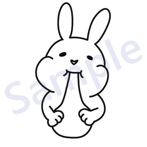 キャラクターイラスト(餅を食べるうさぎ)