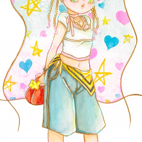 ファッションを楽しむキャラクターイラスト Y2Kgirl