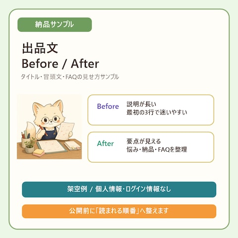 出品文Before/Afterサンプル