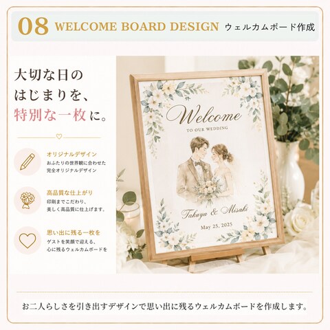 【ウェルカムボード作成】結婚式用ウェルカムボードイラスト