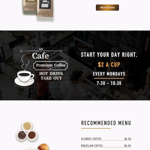  cafeホームページデザイン（英語版）