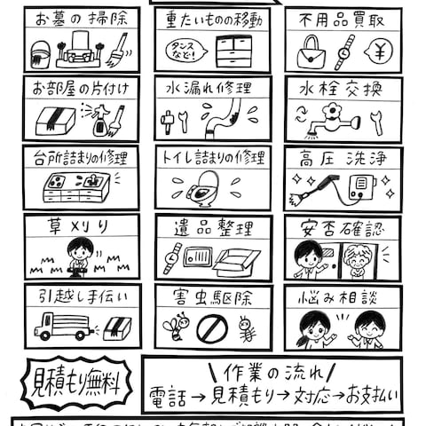 手書きチラシ A4サイズ作成　白黒