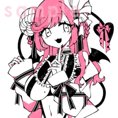 白黒×ワンカラーイラスト
