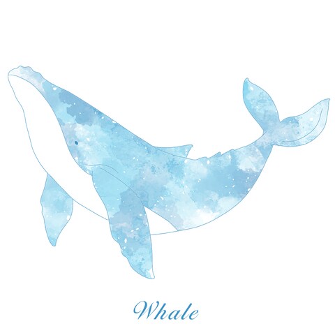 【作例】水彩調のクジラ