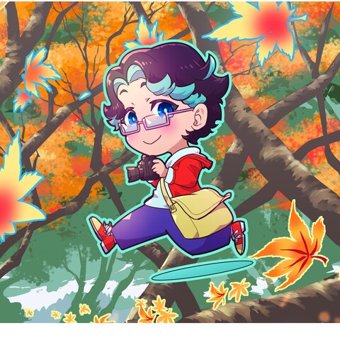 紅葉散策のイラストを描かせていただきました