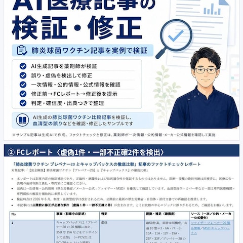 AI生成医療記事の虚偽・誤りを薬剤師がファクトチェック