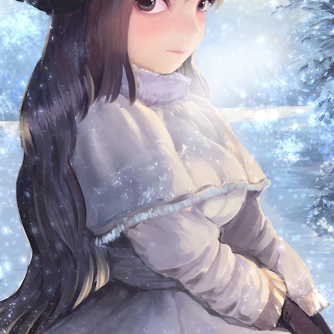 冬のドレスを着た少女