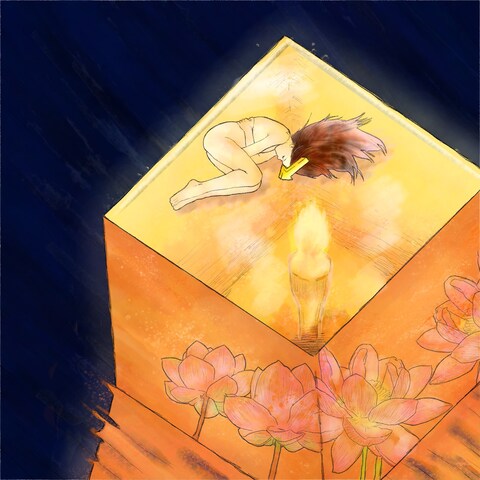 灯籠流しと矢印妖精
