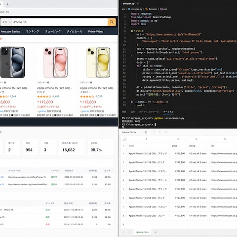 Webスクレイピング・データ収集システム開発