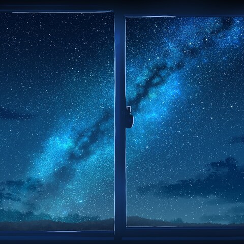窓から見える夜空