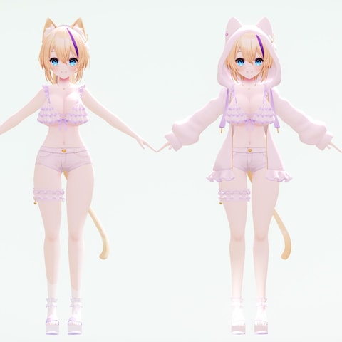 Vtuber「猫咲あんじ（水着）」公式3Dモデルを作成