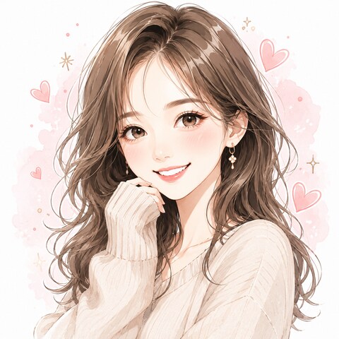 韓国風・透明感のある似顔絵イラスト