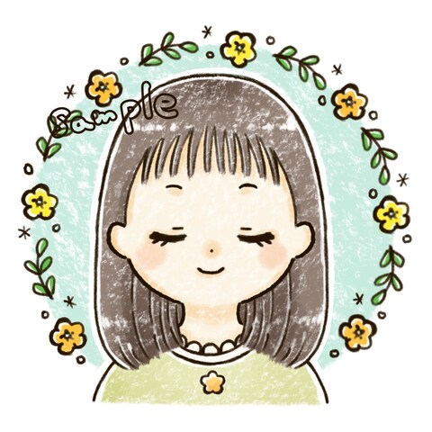 お花背景のかわいい女の子
