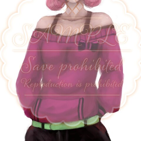好戦的な気の強いピンク髪の女の子：オリジナルキャラクター