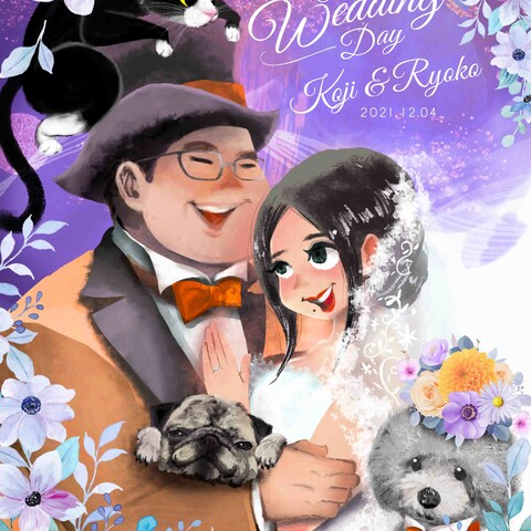 結婚式用ウエルカムボード似顔絵