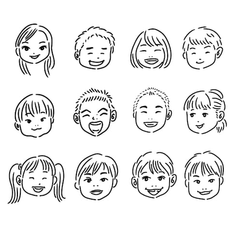 子供たちの似顔絵イラスト